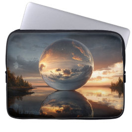 Capa Para Notebook Surreal Reflective Sphere With Sunset Clouds Over 
