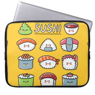 Capa Para Notebook Sushi maki rola desenhos animados e engraçados