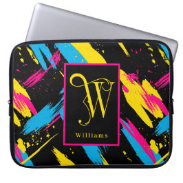 Capa Para Notebook Swooshes de Cores Vibrantes Monograma, Sobrenome
