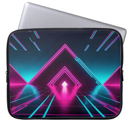 Capa Para Notebook Synthwave Neon Pyramid Tunnel Glowing Cyberpunk