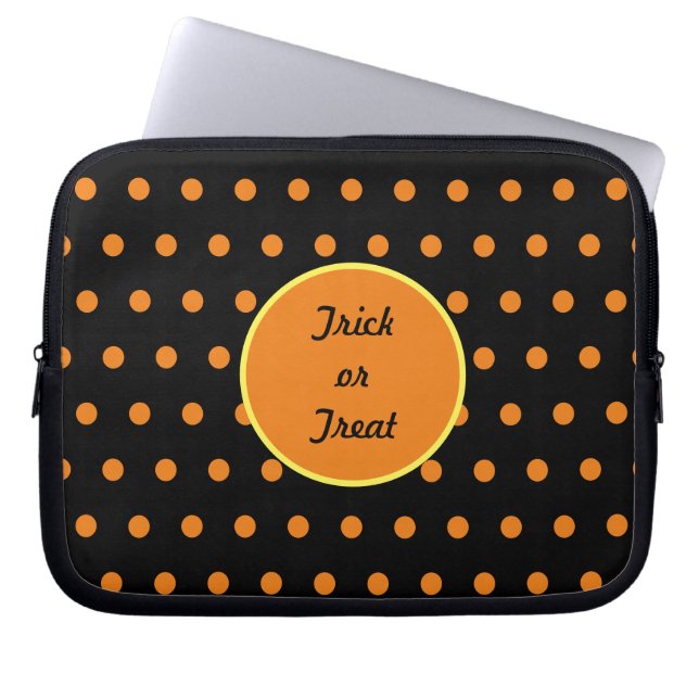 Capa Para Notebook Tablet Trick ou Tratar (Preto e Laranja) (Frente)