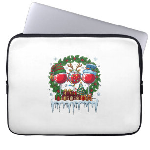 Capa Para Notebook Taças de Vinho Tinto de Natal Coroa de Azevinho Ho