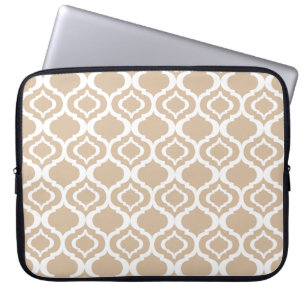 Capa Para Notebook Tan e teste padrão marroquino geométrico branco
