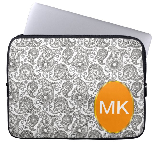 Capa Para Notebook Tangerine Black Paisley (Frente)