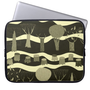 Capa Para Notebook tapeçaria de cinza: padrão de árvores.