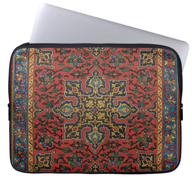 Capa Para Notebook Tapete de Carpete Persa Vermelho Azul Clássico (Frente)