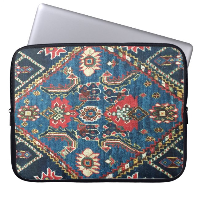 Capa Para Notebook Tapete Persa Turco Antigo, Azul (Frente)