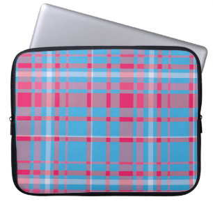 Capa Para Notebook Tartan azul e vermelho