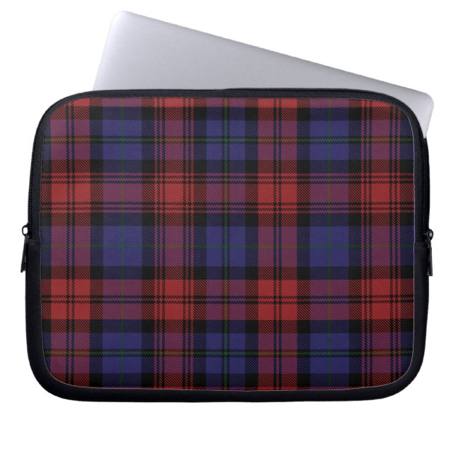 Capa Para Notebook Tartan Clan MacLachlan Xadrez Vermelho Roxo Verifi (Frente)