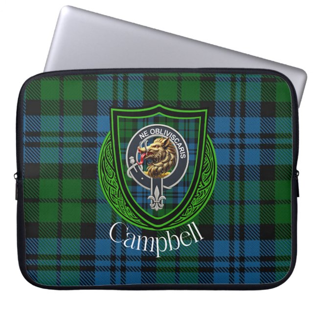 Capa Para Notebook Tartan e Brasão do Clã Escocês Campbell (Frente)