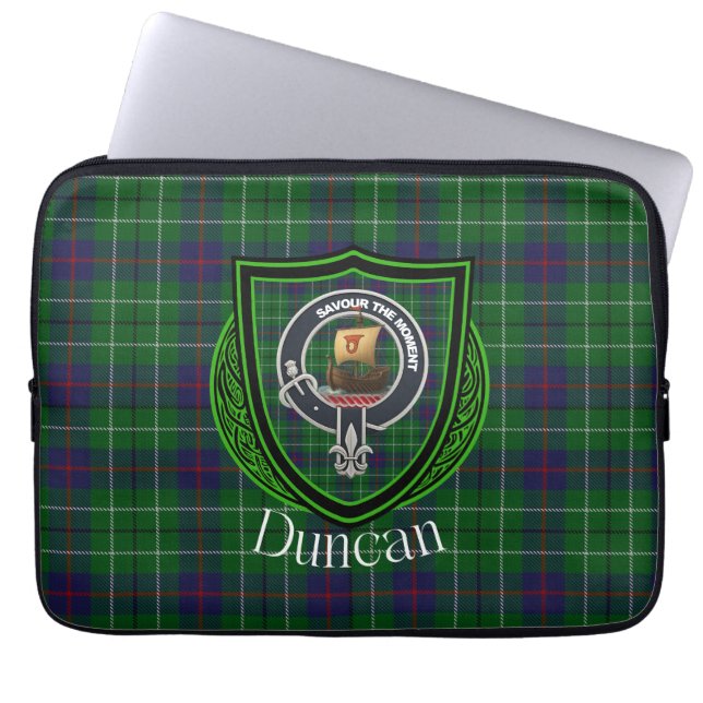 Capa Para Notebook Tartan e Brasão do Clã Escocês Duncan  (Frente)