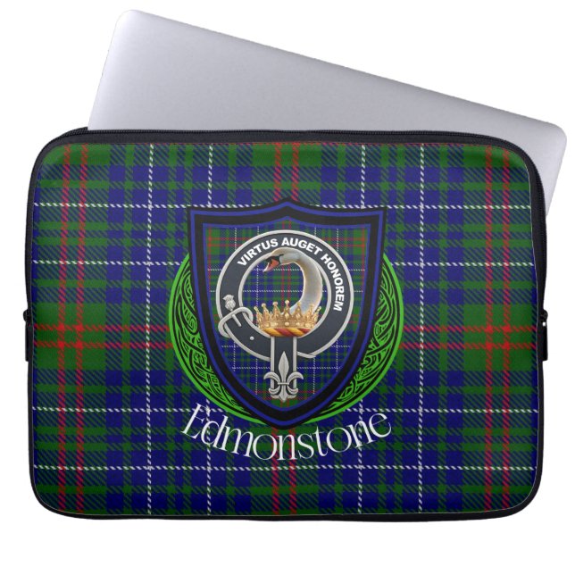 Capa Para Notebook Tartan e Brasão do Clã Escocês Edmonstone (Frente)