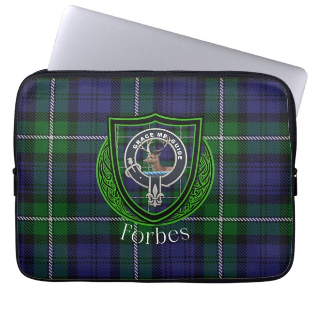 Capa Para Notebook Tartan e Brasão do Clã Escocês Forbes  (Frente)