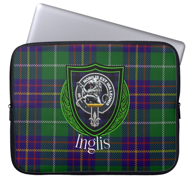 Capa Para Notebook Tartan e Brasão do Clã Escocês Inglis (Frente)