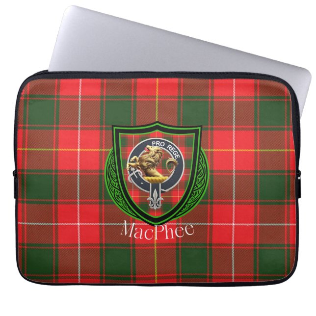 Capa Para Notebook Tartan e Brasão do Clã Escocês MacPhee (Frente)