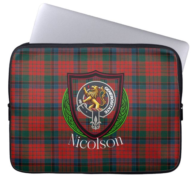 Capa Para Notebook Tartan e Brasão do Clã Escocês Nicolson (Frente)