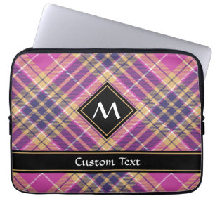 Capa Para Notebook Tartan rosa, Dourado e azul