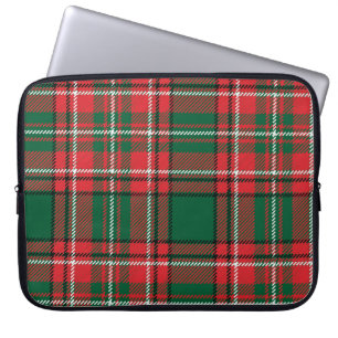 Capa Para Notebook Tartan tradicional: padrão de xadrez verde-vermelh