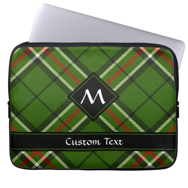 Capa Para Notebook Tartan Verde, Preto, Vermelho e Branco (Frente)