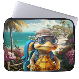 Capa Para Notebook Tartaruga Bonita Aventurada com Mochila,