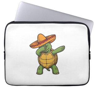 Capa Para Notebook Tartaruga Dabbing Sombrero Design Vetorial Vintage