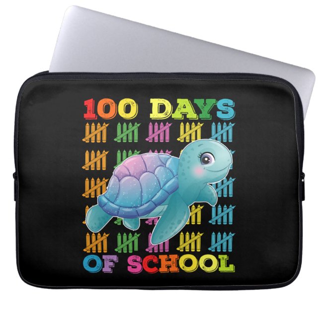 Capa Para Notebook Tartaruga De 100 Dias De Escola Professor Aluno (Frente)