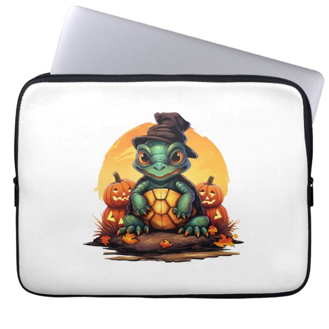 Capa Para Notebook Tartaruga de Encantamento de Halloween com Chapéu  (Frente)
