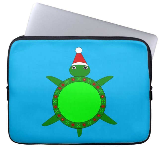 Capa Para Notebook Tartaruga-de-Natal giro com casca de flores (Frente)