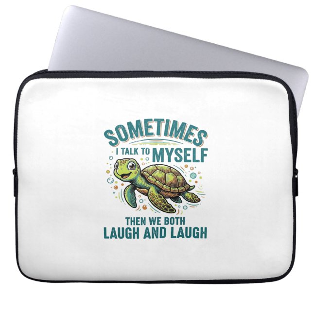 Capa Para Notebook Tartaruga Engraçada Falando Consigo Mesmo Camisa V (Frente)