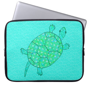 Capa Para Notebook Tartaruga espiritual arábica - tons verdes de mari