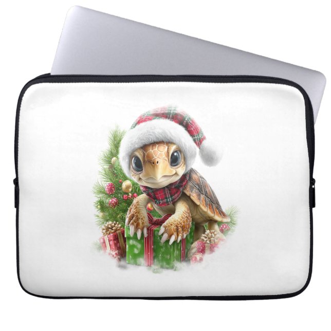 Capa Para Notebook Tartaruga marinha Camisa Natal Santa Hat (Frente)