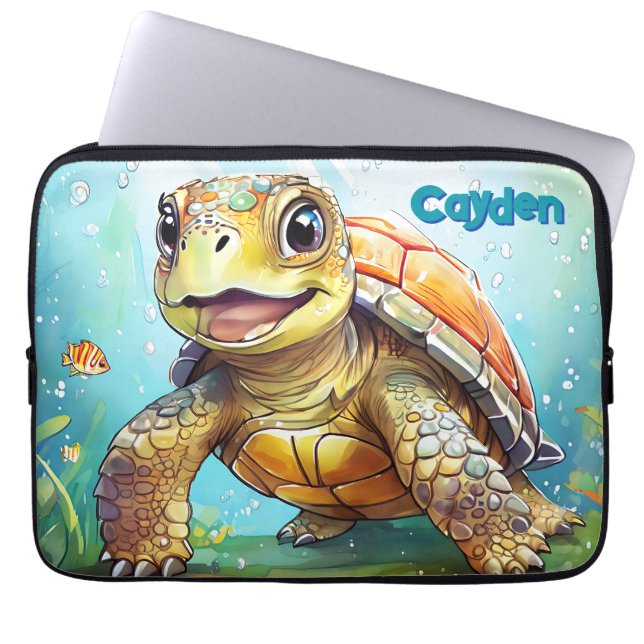 Capa Para Notebook Tartaruga Marinha Fofa Personalizada (Frente)
