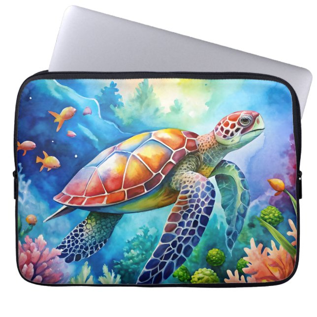 Capa Para Notebook Tartaruga Marinha Pintada (Frente)
