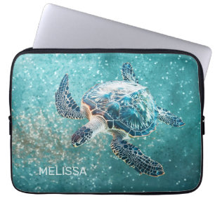 Capa Para Notebook Tartaruga Marinha Turquesa Brilhante Costa