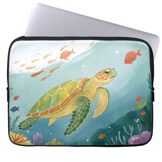 Capa Para Notebook Tartaruga Pintura (Frente)