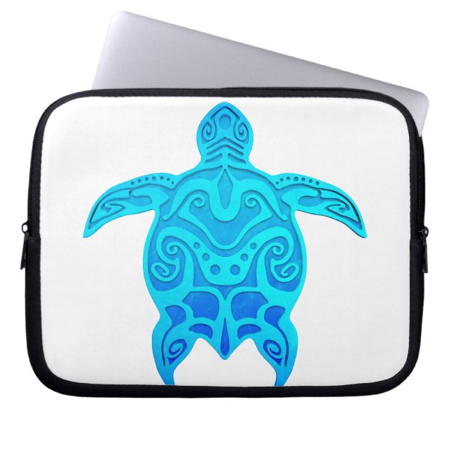 Capa Para Notebook Tartaruga tribal azul (Frente)