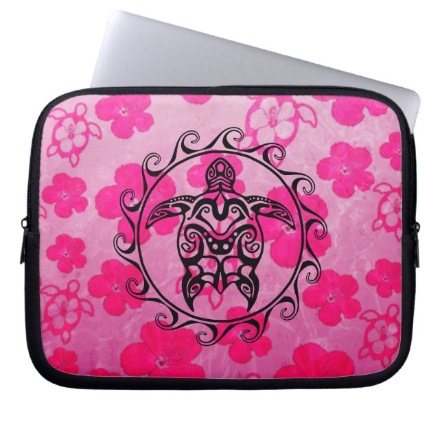 Capa Para Notebook Tartaruga tribal preta (Frente)