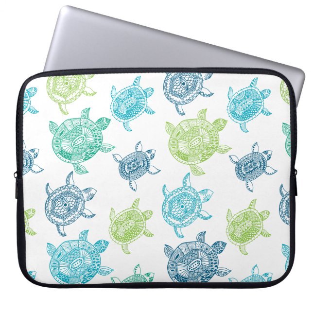 Capa Para Notebook Tartarugas azuis e verdes (Frente)