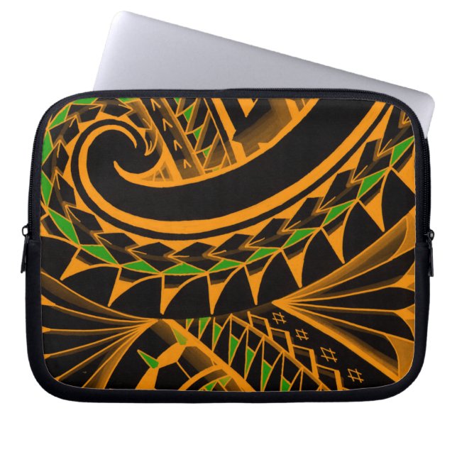 Capa Para Notebook tatoos polinésios tribais de roda em cores (Frente)