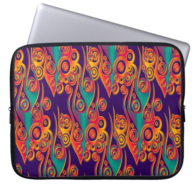 Capa Para Notebook Tatuagem - Arte Padrão - chamas e círculos (Frente)