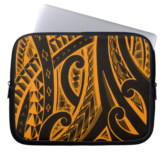 Capa Para Notebook Tatuagem tribal no estilo maori e em formas (Frente)