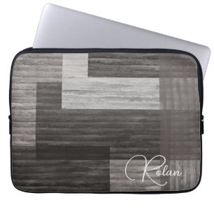 Capa Para Notebook Taupe Jean patch Work Faux Burlap