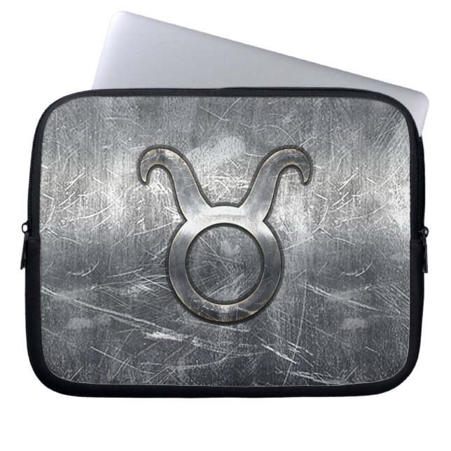 Capa Para Notebook Taurus assina Estilo de Descamação Grunge em Prata (Frente)