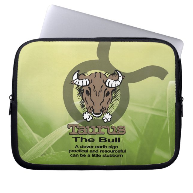 Capa Para Notebook Taurus, sigla Touro Terra, sinal verde (Frente)