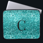 Capa Para Notebook Teal Aqua Turquoise Glitter Sparkle Monograma<br><div class="desc">Bolsa de laptop de Glam Monograma de Teal Chic Aqua Turquoise Glitter Sparkle Luxury,  com brilho azul-aqua (turquesa teal) arrojado,  crocante e azul-aqua (turquesa teal) e seu monograma personalizado. Entre em contato conosco em cedarandstring@gmail.com se precisar de assistência com o design ou para saber sobre produtos correspondentes.</div>