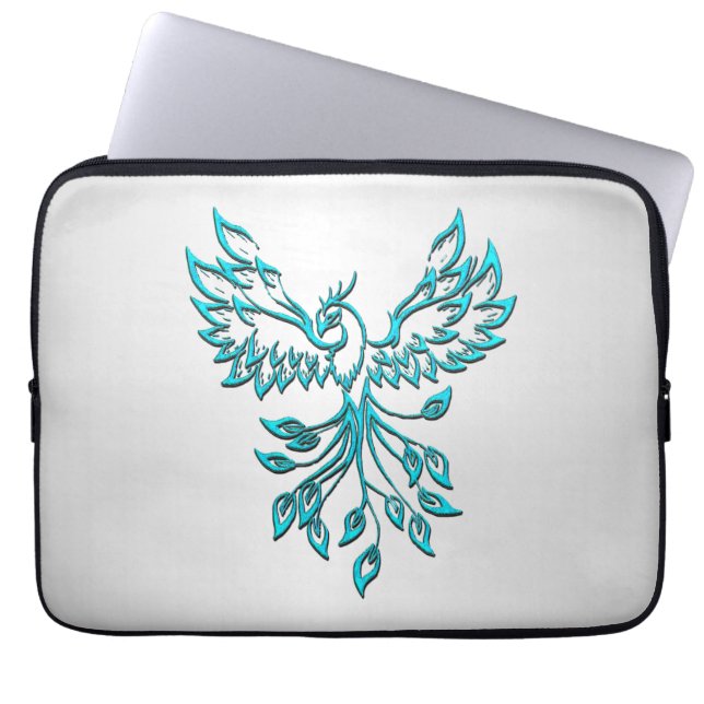 Capa Para Notebook Teal Blue Phoenix nasce em prata (Frente)