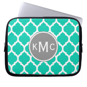 Capa Para Notebook Teal Cinza Lattice Marroquina