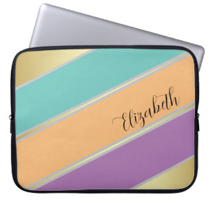 Capa Para Notebook Teal, coral e Lavanda de arte