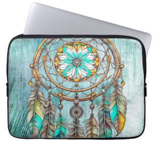 Capa Para Notebook Teal Dreamcatcher Mystical Boho Feenas e Miçangas