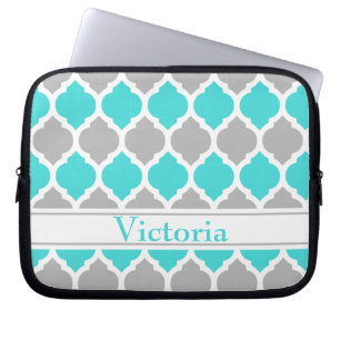 Capa Para Notebook Teal e Cinza do marroquino Trellis Pattern